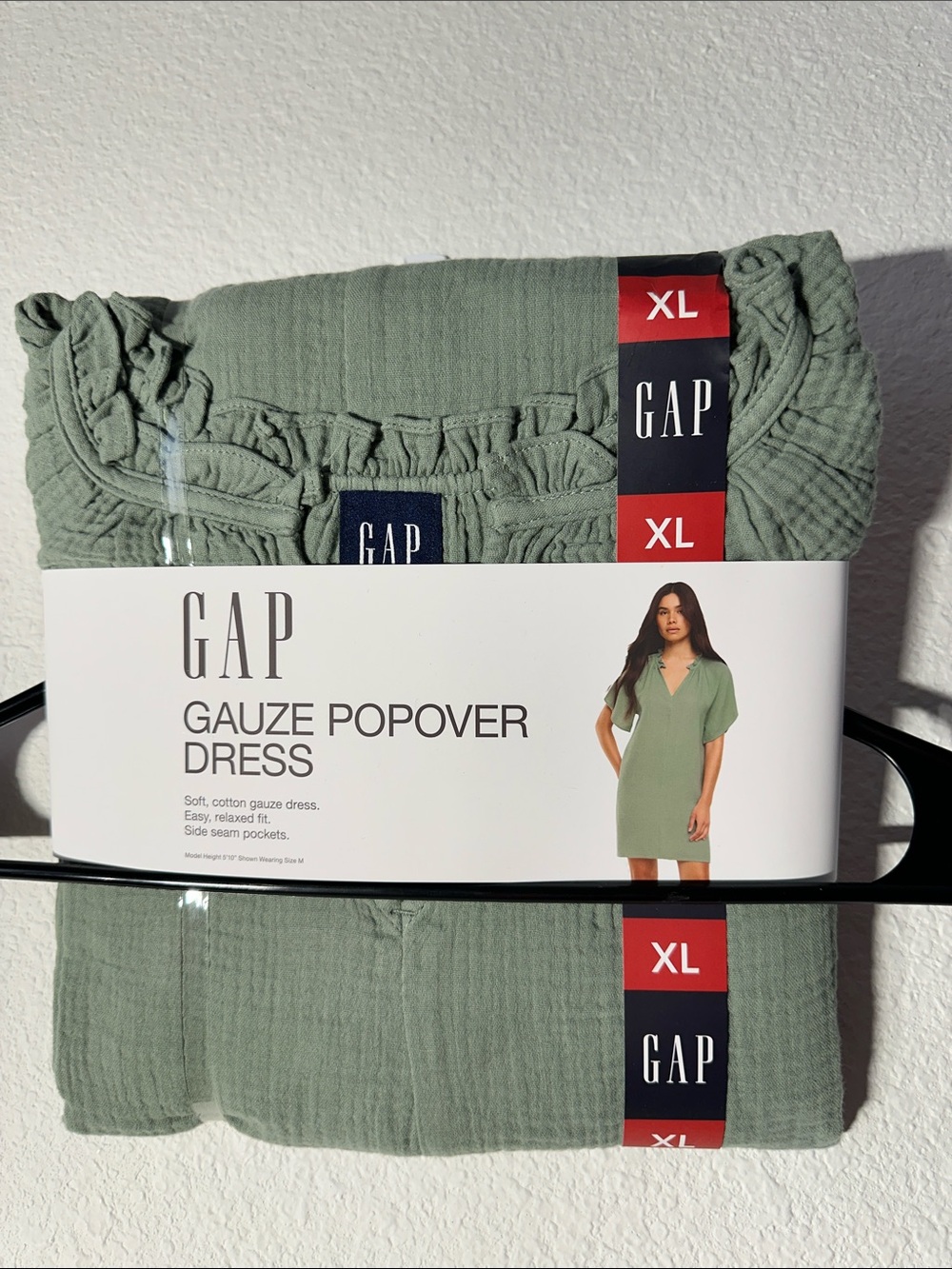 GAP Gauze Popover Dress in Sage